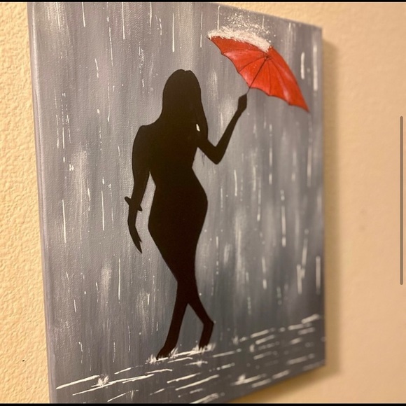 Girl with red umbrella painting - Picture 3 of 3
